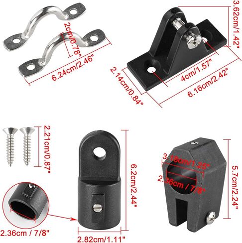 YaeMarine قارب علوي تركيبات الأجهزة كومبو 7/8 بوصة أسود نايلون بيميني قبعات الفك الشرائح سطح السفينة مفصلات وسادة العين مع 12 قطعة مسامير in Kuwait