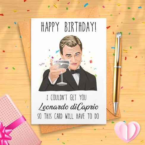 Funny Leonardo Birthday Card, Great Meme, Cheers Meme, Happy Birthday Meme, Personalized Gift [00065] in Saudi Arabia
