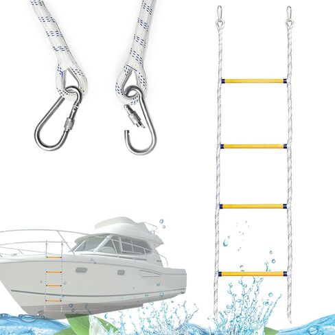 4 Step Boat Rope Ladder, Portable Marine Rope Ladder for Inflatable Boat, Kayak, Motorboat, Canoeing in Kuwait