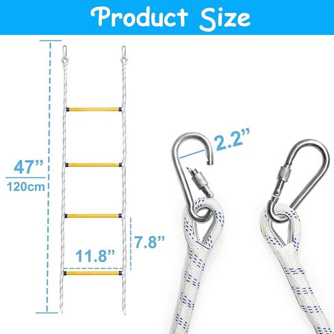 4 Step Boat Rope Ladder, Portable Marine Rope Ladder for Inflatable Boat, Kayak, Motorboat, Canoeing in Kuwait