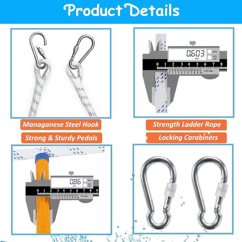 4 Step Boat Rope Ladder, Portable Marine Rope Ladder for Inflatable Boat, Kayak, Motorboat, Canoeing in Kuwait