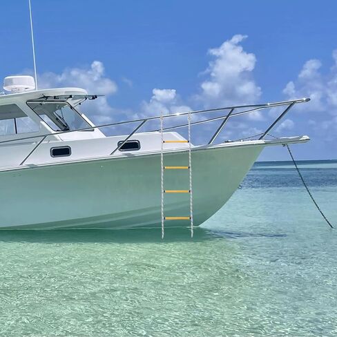 4 Step Boat Rope Ladder, Portable Marine Rope Ladder for Inflatable Boat, Kayak, Motorboat, Canoeing in Kuwait