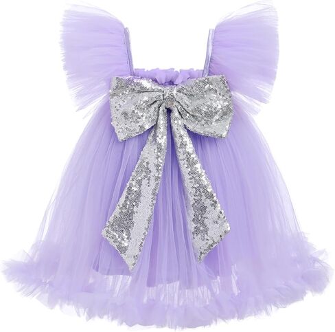 Tutu Dresses for Toddler Girls Rainbow Ruffle Layered Tulle Princess Dress with Sparkly Headband in Kuwait