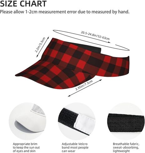Sun Visor Hats for Women Black and White Plaid Sunscreen Hats,Sport Empty Top Baseball Sun Cap, Tennis Visor, Golf Visor in Saudi Arabia