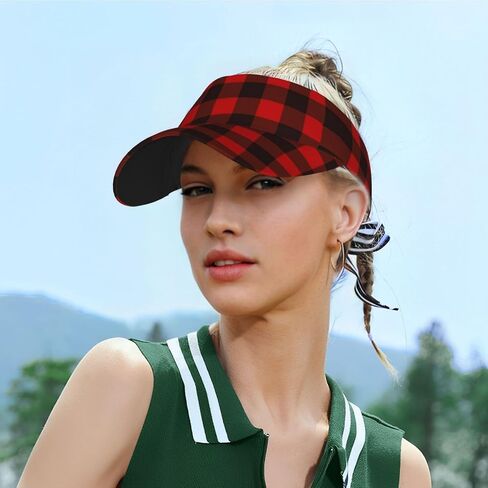 Sun Visor Hats for Women Black and White Plaid Sunscreen Hats,Sport Empty Top Baseball Sun Cap, Tennis Visor, Golf Visor in Saudi Arabia