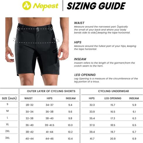 شورت رجالي لركوب الدراجات الجبلية مع بطانة ثلاثية الأبعاد MTB لركوب الدراجات وركوب الدراجات، بطانة مبطنة فضفاضة سريعة الجفاف وخفيفة الوزن، جيوب بسحاب، أسود، M in Kuwait