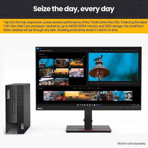 كمبيوتر مكتبي لينوفو ثينك سنتر نيو بيزنس، انتل كور i5-12400 (6 كور)، ذاكرة وصول عشوائي 64 جيجابايت، 1 تيرابايت PCIe SSD، فتحة DVD، قارئ بطاقة وسائط SD، منفذ إيثرنت، منفذ عرض، واي فاي وبلوتوث، ويندوز 11 برو in Saudi Arabia