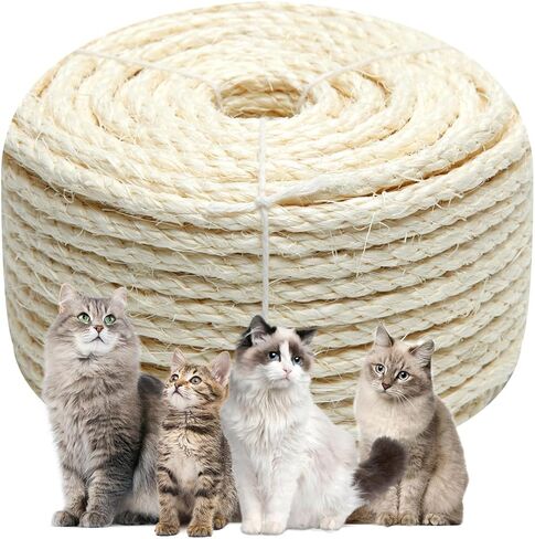 White Sisal Rope for Cat Scratcher, 5/32 inch Diameter 164 Feet Rope for Cat Scratching Post Tree Tower Replacement Parts, Repair Jute Hemp Twine Kitten Scratching Furniture, 4mm 50 Metre in Saudi Arabia