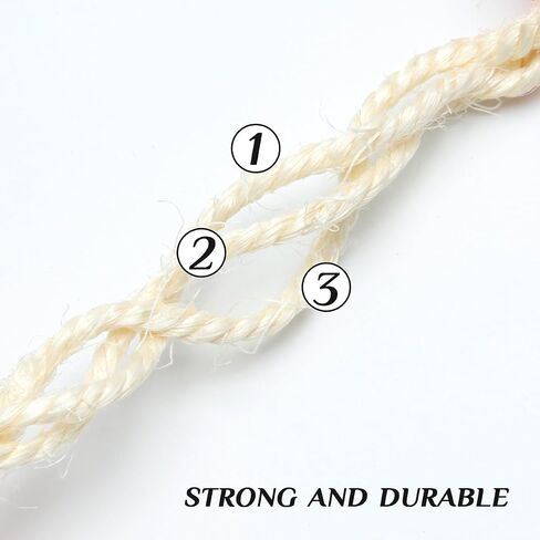 White Sisal Rope for Cat Scratcher, 5/32 inch Diameter 164 Feet Rope for Cat Scratching Post Tree Tower Replacement Parts, Repair Jute Hemp Twine Kitten Scratching Furniture, 4mm 50 Metre in Saudi Arabia