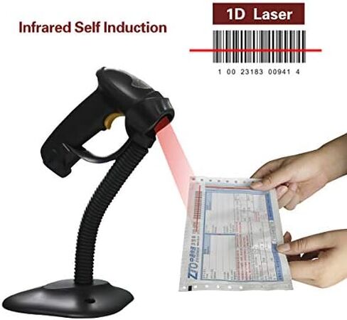 TEEMI Wireless Barcode Scanner Handheld Automatic 1D Laser Rechargeable Bar Code Reader USB Plug and Play with 2.4G Receiver for Windows PC Mac OS Linux (No stand) in Saudi Arabia
