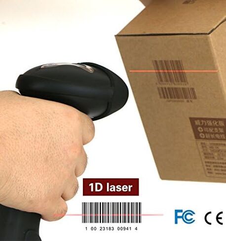 TEEMI Wireless Barcode Scanner Handheld Automatic 1D Laser Rechargeable Bar Code Reader USB Plug and Play with 2.4G Receiver for Windows PC Mac OS Linux (No stand) in Saudi Arabia