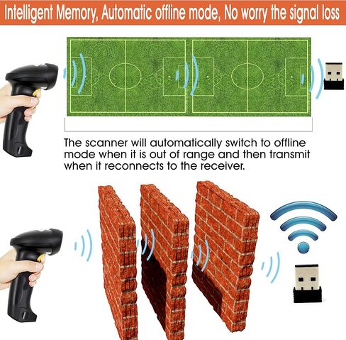 TEEMI Wireless Barcode Scanner Handheld Automatic 1D Laser Rechargeable Bar Code Reader USB Plug and Play with 2.4G Receiver for Windows PC Mac OS Linux (No stand) in Saudi Arabia