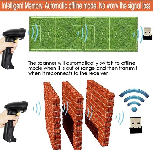TEEMI Wireless Barcode Scanner Handheld Automatic 1D Laser Rechargeable Bar Code Reader USB Plug and Play with 2.4G Receiver for Windows PC Mac OS Linux (No stand) in Saudi Arabia