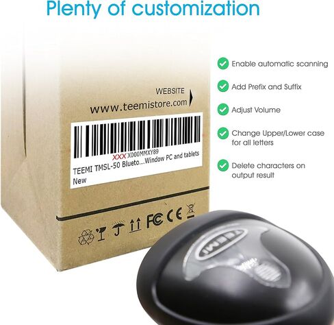TEEMI Wireless Barcode Scanner Handheld Automatic 1D Laser Rechargeable Bar Code Reader USB Plug and Play with 2.4G Receiver for Windows PC Mac OS Linux (No stand) in Saudi Arabia
