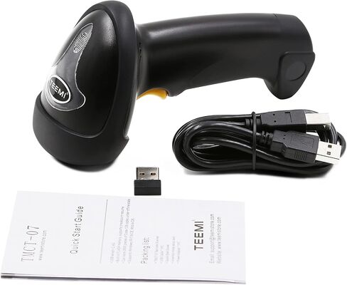 TEEMI Wireless Barcode Scanner Handheld Automatic 1D Laser Rechargeable Bar Code Reader USB Plug and Play with 2.4G Receiver for Windows PC Mac OS Linux (No stand) in Saudi Arabia