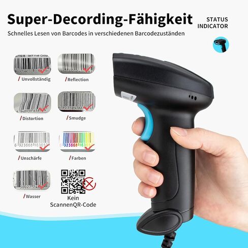 ماسح الباركود USB 1D السلكي CCD قارئ الباركود يدعم مسح الشاشة ماسحات الباركود للمتجر والسوبر ماركت والمستودعات-U1 in Kuwait
