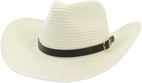 قبعة رعاة البقر من القش واسعة حافة الأشعة فوق البنفسجية الشمس قبعة للشاطئ راعية البقر بنما قبعة المرأة سمبريرو الأشعة فوق البنفسجية حماية القبعة الغربية مع حزام الذقن in Kuwait