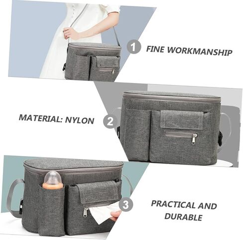 Toddmomy Mummy Bag Travel Stroller Mom Tote Bag Travel Duffel Bag Backpack Travel Handbag Tote Bag Large Stroller Handbag Baby Toys Bag Nylon Hanging Light Grey Baby Container Mom Handbag in Saudi Arabia