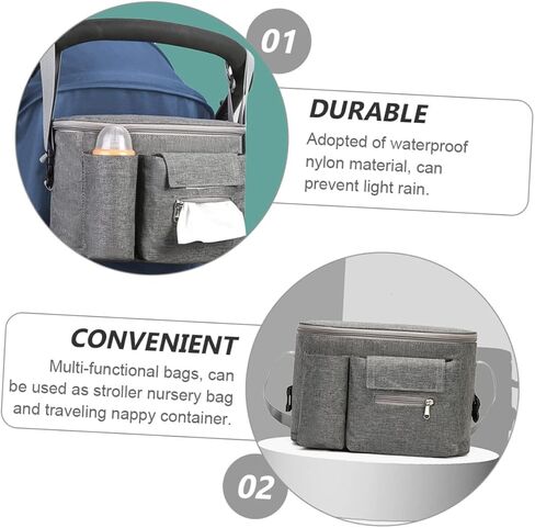 Toddmomy Mummy Bag Travel Stroller Mom Tote Bag Travel Duffel Bag Backpack Travel Handbag Tote Bag Large Stroller Handbag Baby Toys Bag Nylon Hanging Light Grey Baby Container Mom Handbag in Saudi Arabia