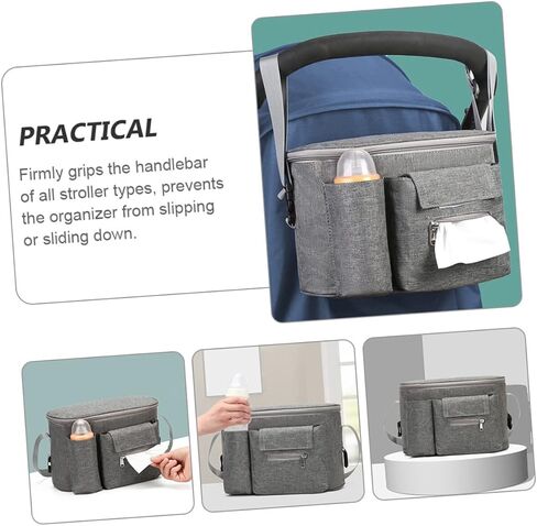 Toddmomy Mummy Bag Travel Stroller Mom Tote Bag Travel Duffel Bag Backpack Travel Handbag Tote Bag Large Stroller Handbag Baby Toys Bag Nylon Hanging Light Grey Baby Container Mom Handbag in Saudi Arabia