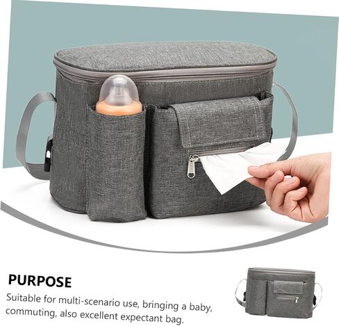 Toddmomy Mummy Bag Travel Stroller Mom Tote Bag Travel Duffel Bag Backpack Travel Handbag Tote Bag Large Stroller Handbag Baby Toys Bag Nylon Hanging Light Grey Baby Container Mom Handbag in Saudi Arabia