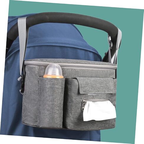 Toddmomy Mummy Bag Travel Stroller Mom Tote Bag Travel Duffel Bag Backpack Travel Handbag Tote Bag Large Stroller Handbag Baby Toys Bag Nylon Hanging Light Grey Baby Container Mom Handbag in Saudi Arabia