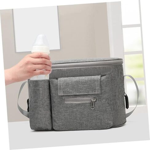 Toddmomy Mummy Bag Travel Stroller Mom Tote Bag Travel Duffel Bag Backpack Travel Handbag Tote Bag Large Stroller Handbag Baby Toys Bag Nylon Hanging Light Grey Baby Container Mom Handbag in Saudi Arabia