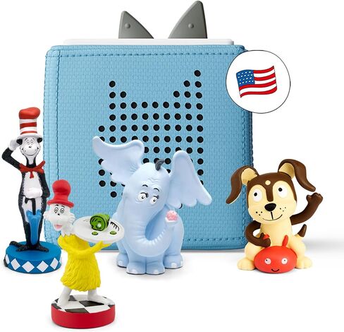مجموعة مشغل الصوت Toniebox المبتدئة مع Sam-l-Am وHorton Hears a Who! والقطة في القبعة وجرو وقت اللعب - استمع وتعلم والعب مع صندوق صغير قابل للاحتضان - أزرق فاتح in Saudi Arabia