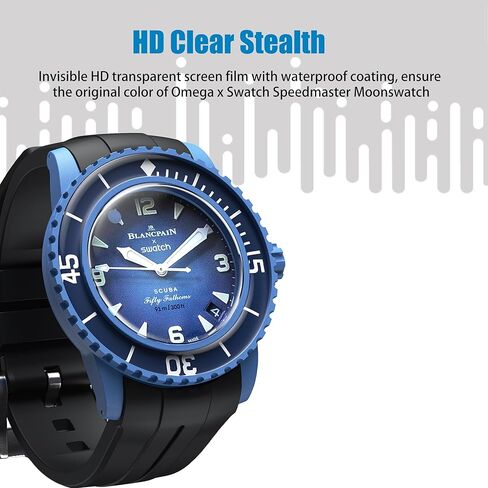 BONACE Strap for Blancpain Swatch,Curved Soft Rubber Waterproof Replacement Strap for Swatch Blancpain Fifty Fathoms with 5 Pack Screen Protector in Saudi Arabia