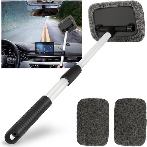 Windshield Wow Magnetic Car Window Cleaner, Windshield Wow Extendable Handle Cleaner with 2 Reusable and Washable Microfiber Pads, Windshield Wow Pro Set in Kuwait