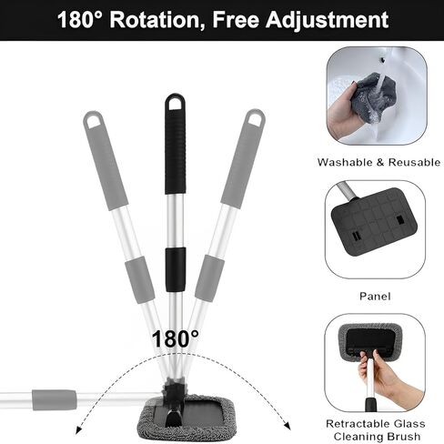 Windshield Wow Magnetic Car Window Cleaner, Windshield Wow Extendable Handle Cleaner with 2 Reusable and Washable Microfiber Pads, Windshield Wow Pro Set in Kuwait