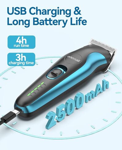 oneisall Dog Clippers for Grooming and Paw Trimmer Double Blades, Quiet Rechargeable Cordless Dog Hair Clippers with Stainless Steel Blade Dog Grooming Kit for Thick Coats Small Large Dogs, DTJ 002 in Saudi Arabia