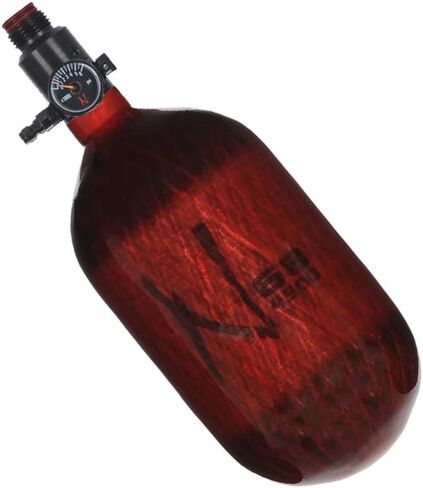 خزان هواء Ninja Paintball المضغوط HPA مع منظم قابل للتعديل (جميع الألوان/الأحجام) (68/4500 كربون، Std Adj Reg، أحمر شفاف، 68ci) in Saudi Arabia