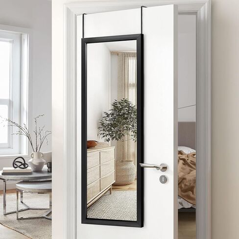 NeuType Over The Door Mirror Full Length Mirror Hanging Over Door or Leaning Against Wall or Mounted On Wall, Door Mirror Full Length Mirror Over The Door, 55"x16", Black, No Stand in Saudi Arabia