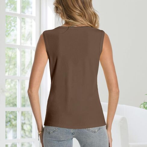 Womens Sexy V Neck Tank Tops Sleeveless Button Henley Shirts Button Ribbed Cami Top Blouses Going Out T Shirt in Saudi Arabia