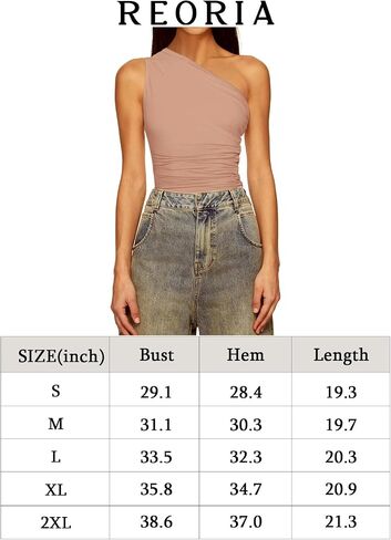 REORIA Women's Summer Sexy One Shoulder Sleeveless Tank Top Trendy Y2k Going Out Crop Tops in Saudi Arabia