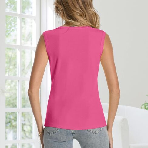 Womens Sexy V Neck Tank Tops Sleeveless Button Henley Shirts Button Ribbed Cami Top Blouses Going Out T Shirt in Saudi Arabia