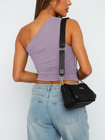 REORIA Women's Summer Sexy One Shoulder Sleeveless Tank Top Trendy Y2k Going Out Crop Tops in Saudi Arabia