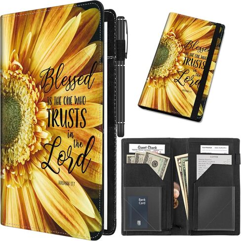 Server Book for Waitress with 11 Zipper Pocket,Waiter Book Server Wallet for Waiter Serving Book Guest Check Holder Restaurant Waitstaff Organizer for Server ApronLittle Dinosaur Black in Saudi Arabia