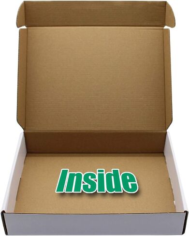 صناديق شحن مقاس 11 × 8 × 2 بوصة، صناديق بريد من الورق المقوى المموج الأبيض لصناديق هدايا الشحن لإرسال 25 قطعة (11 × 8 × 2) in Kuwait