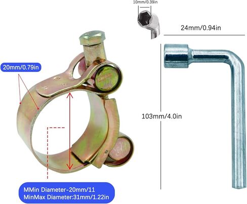 6 عبوات 29-31 مم معرف نطاق T-Bolt خرطوم المشبك مع مفاتيح الربط، 304 الفولاذ المقاوم للصدأ الثقيلة الأذن المشبك أنبوب المشبك قابل للتعديل الأنابيب المشابك ل1.1 ''-1.2'' ديا مجموعة خرطوم in Kuwait