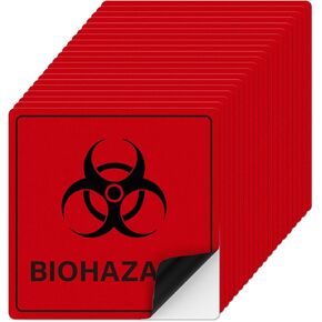 20 Pack Biohazard Warning Stickers 6" x 6" Large Red Self-Adhesive Biohazard Sign Waterproof & Tear-Resistant Safety Signs for Labs Medical Waste Hazardous Containers Facility Warning in Kuwait