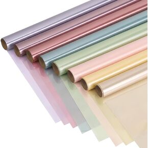 8 Rolls Colored Cellophane Wrap Extra Wide (34In x 10Ft) Transparent Cellophane Paper Roll for Gift Baskets Gift Wrapping Halloween DIY Crafts Project Decoration in Kuwait