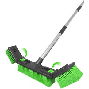 18"/45cm Large Wide Adjustable Heavy Duty Outdoor Push Broom Stiff Brush Head with 4 Section Threaded Handle 60"/152cm for Warehouse Driveway Garage Patio Sidewalk Floor Dirt Workshop Deck Cleaning in Saudi Arabia