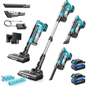 8000mAh Cordless Vacuum Cleaner, 700W 60Kpa Brushless Vacuum Cleaners for Home, 6 in 1 Cordless Stick Vacuum Clearner, Stick Vacuum with Led Display for Hard Floors/Carpet/Pet Hair/Dorm in Kuwait