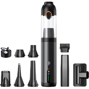 مكنسة سيارة محمولة لاسلكية، 18000 باسكال 4 في 1 مكنسة كهربائية محمولة ومنفضة هواء 2 وضعية شفط نفخ وتضخيم الطاقة، مكنسة كهربائية بدون فرشاة مع فوهات متعددة للسيارة ولوحات المفاتيح والمكتب والحيوانات الأليفة in Kuwait