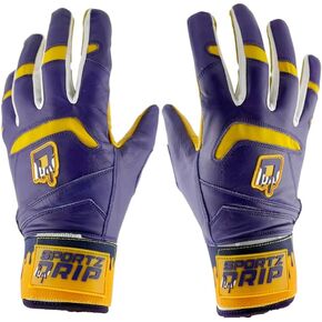 Mamba Batting Gloves, Youth and Adult, Purple and Yellow, Premium Synthetic Leather, Multiple Sizes, Baseball Gloves with Custom Case in Kuwait