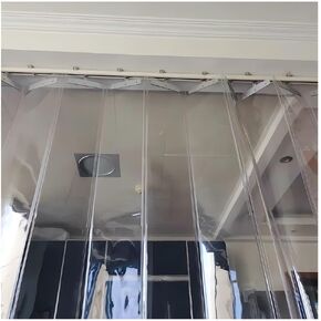 ستارة شريطية شفافة من مادة PVC للأبواب المنزلقة - ستارة مرنة لباب الفريزر والمستودع (1.65 × 2.2 م) - مقسم بلاستيكي متين لمساحات العمل والتحكم في درجة الحرارة in Kuwait