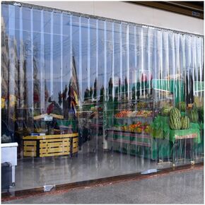 Industrial PVC Strip Curtain Kit, Clear Flexible Door Curtain for Freezer & Warehouse, Light Green Plastic Door Strips (Size: 0.9x2.3m, 6pcs) - Durable Outdoor Workspace Solution in Saudi Arabia