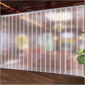 طقم ستائر شريط PVC - ستارة باب بلاستيكية صناعية للمستودعات والغرفة الباردة ومحل الجزارة - مقاومة للماء والغبار والزجاج الأمامي - 1.65 × 2.4 م، 11 قطعة، أبيض in Kuwait